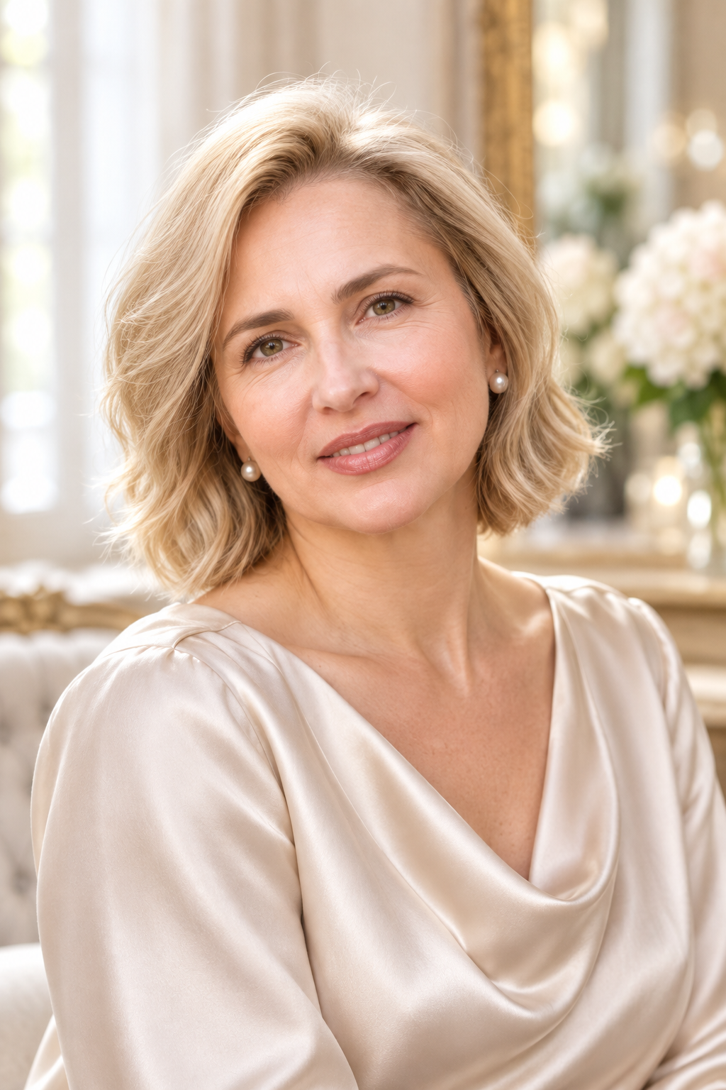 Chin-Length Wavy Bob mother of the bride short hair ideas