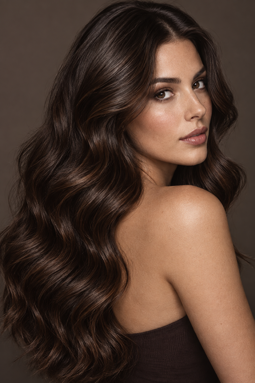 dark fall hair: Midnight brunette waves