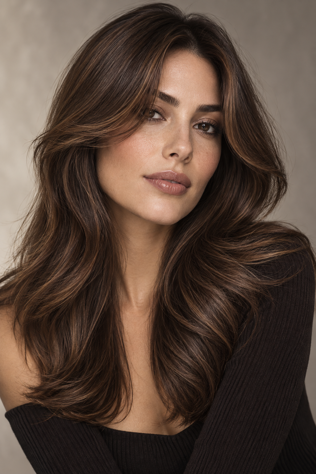 dark fall hair: Chestnut curtain layers