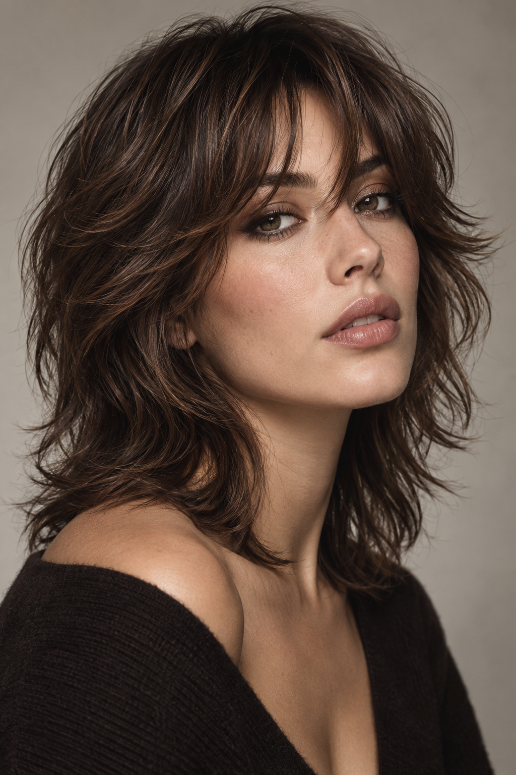 dark fall hair: Smoky brown shag