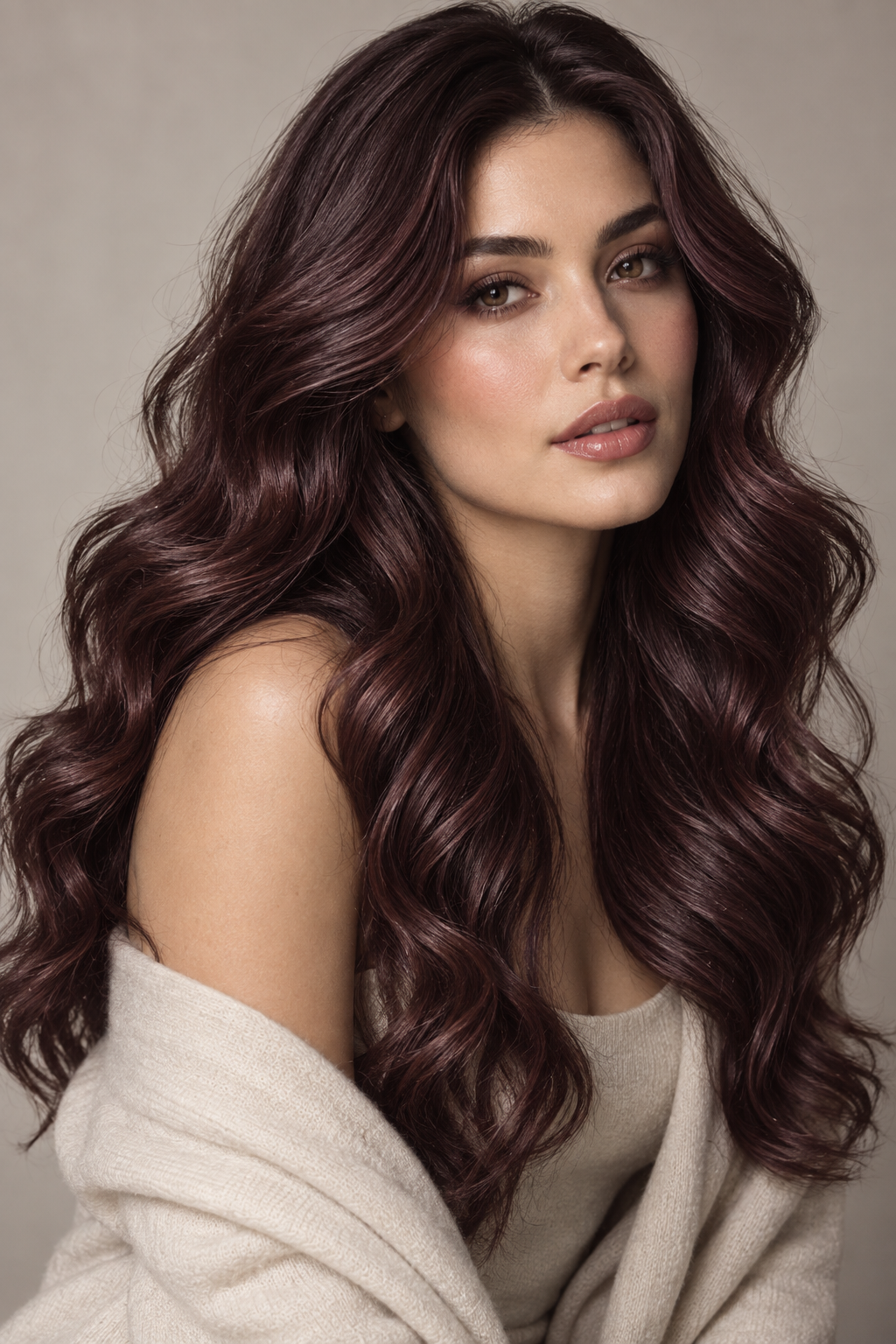 dark fall hair: Plum-brown waves