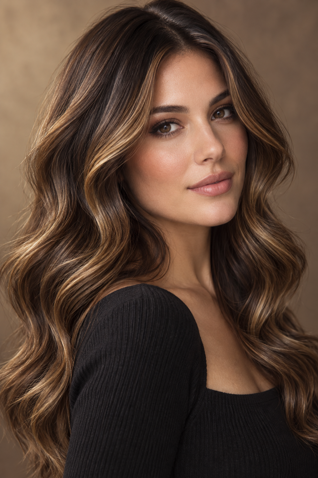dark fall hair: Caramel-on-brown ribbons