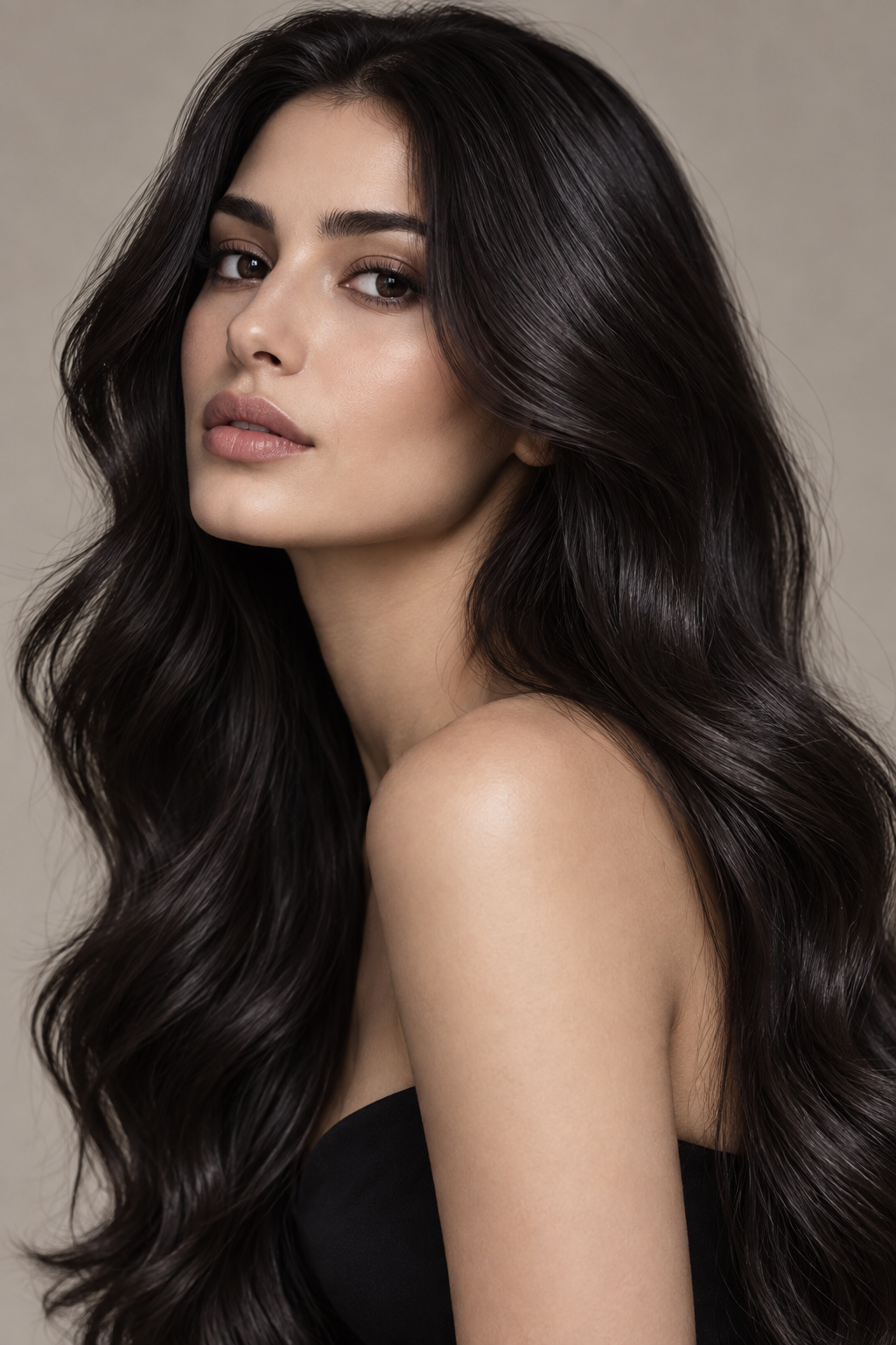 dark fall hair: Glossy near-black lengths