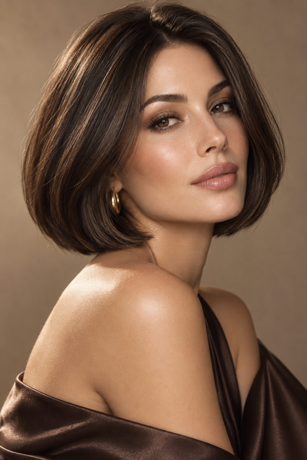 old money bob hairstyles: glossy espresso bob