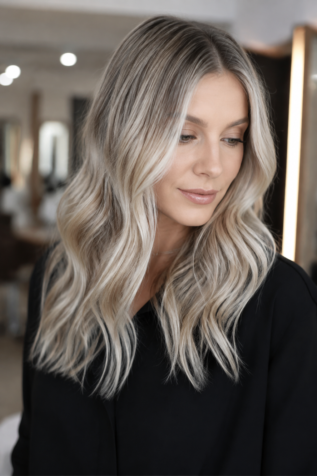 babylights vs balayage: icy blonde balayage with controlled dimension