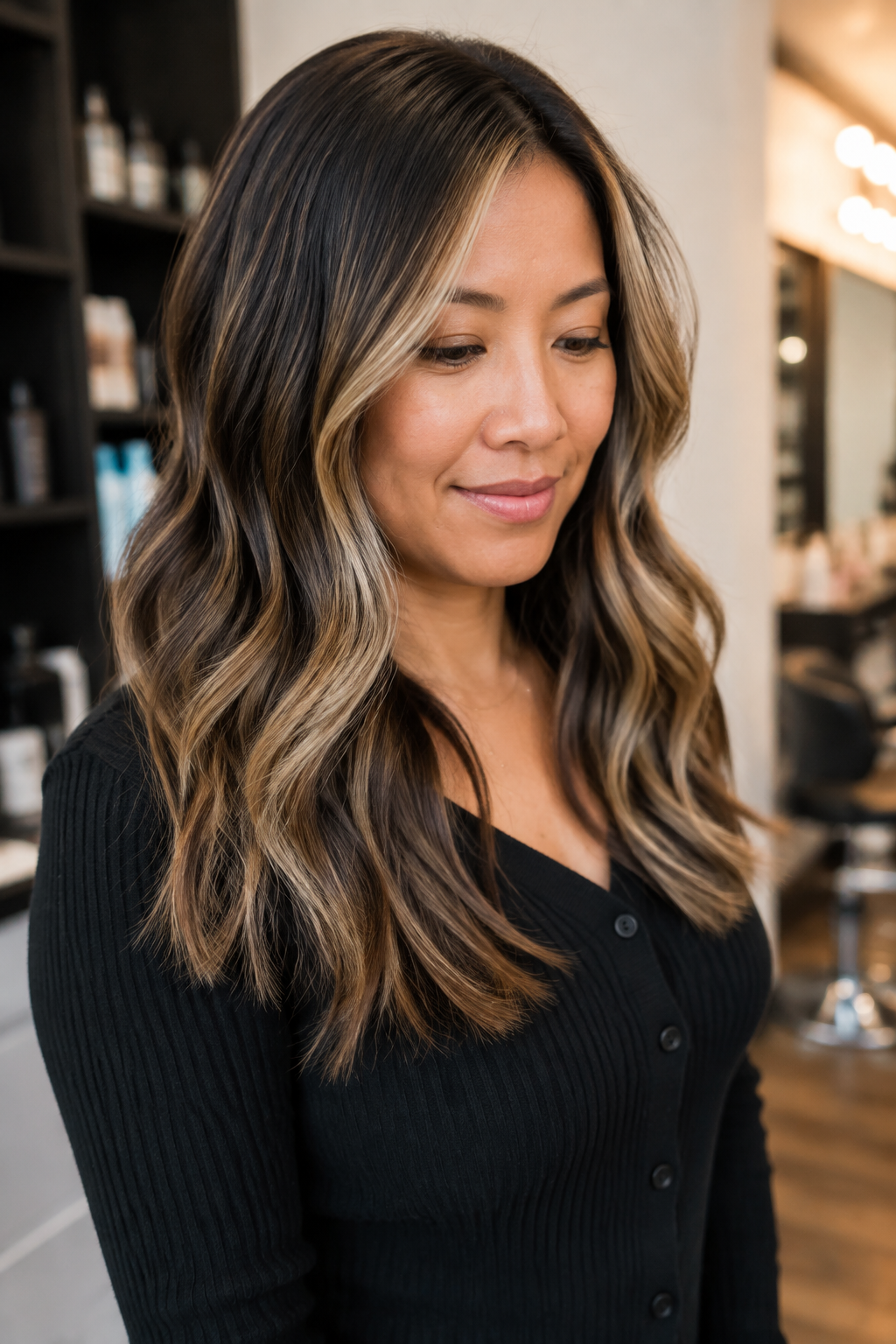 babylights vs balayage: side-by-side fine foils and hand-painted balayage effect