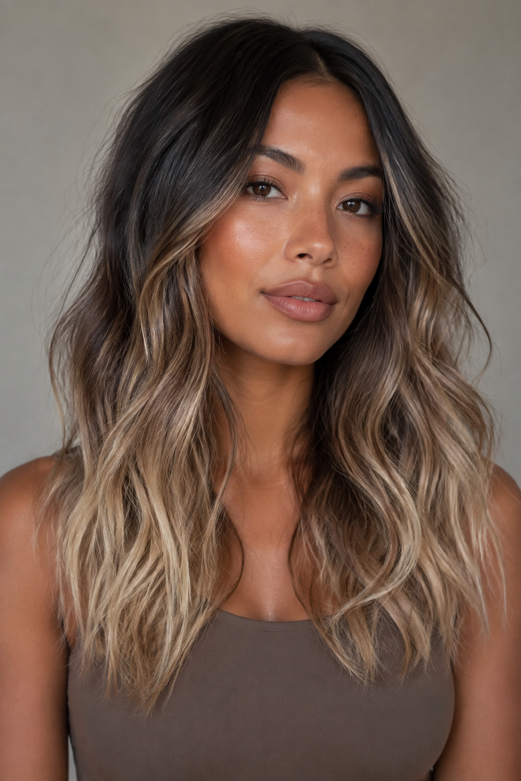 balayage vs ombre hair: long ombre hair with a deliberate dark-to-light gradient
