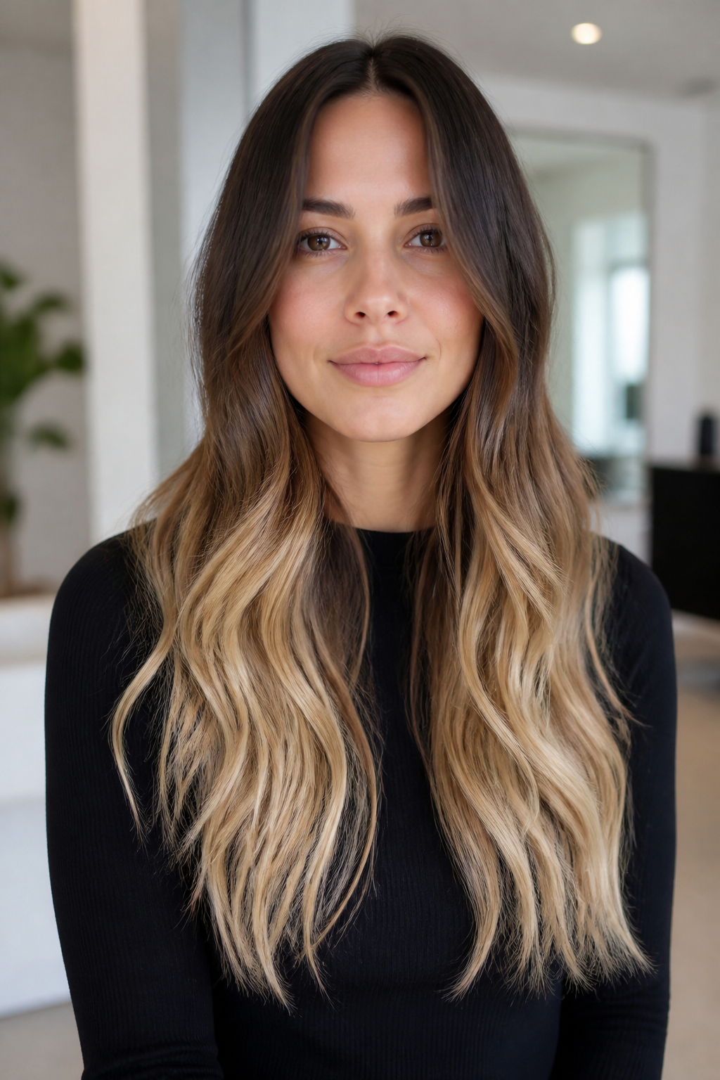 balayage vs ombre hair: custom brunette balayage adapted to natural waves