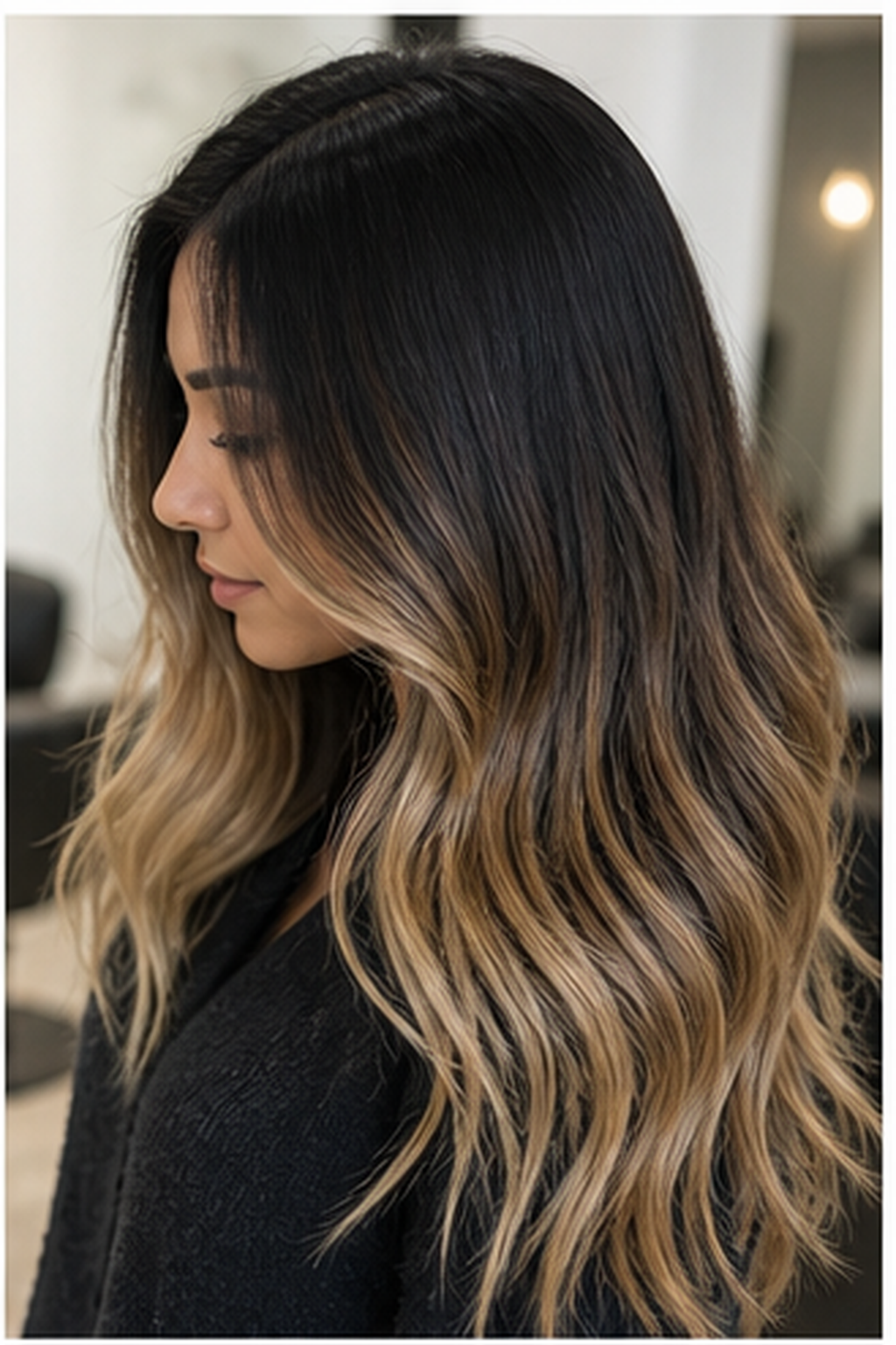 balayage vs ombre hair: clear ombre gradient from dark roots to lighter ends