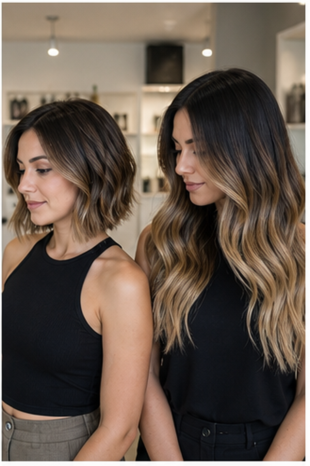 balayage vs ombre hair: short and long hair showing different gradient space
