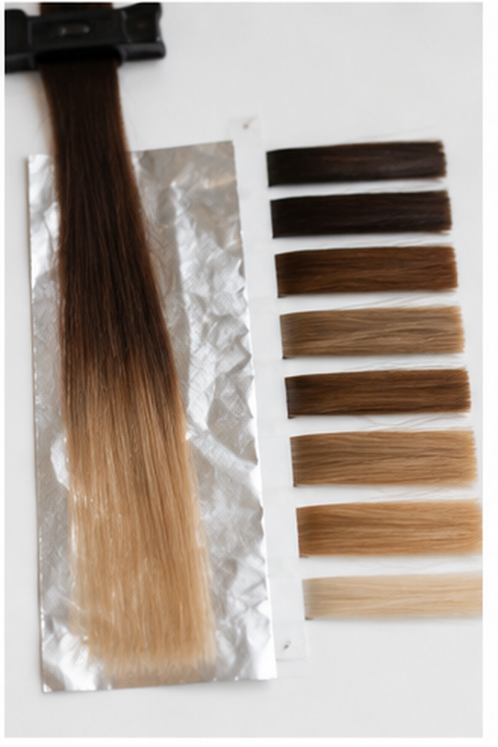 balayage vs ombre hair: strand test and color swatches before a salon service