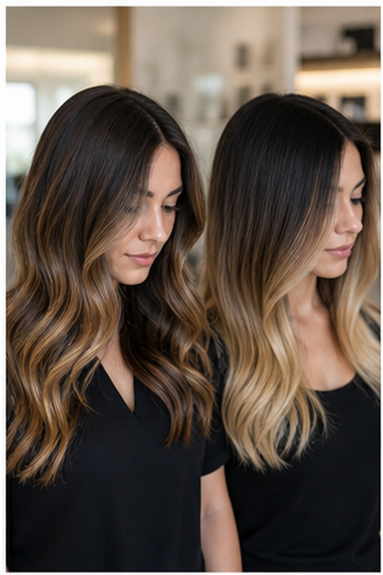 balayage vs ombre hair: side-by-side balayage and ombre hair comparison