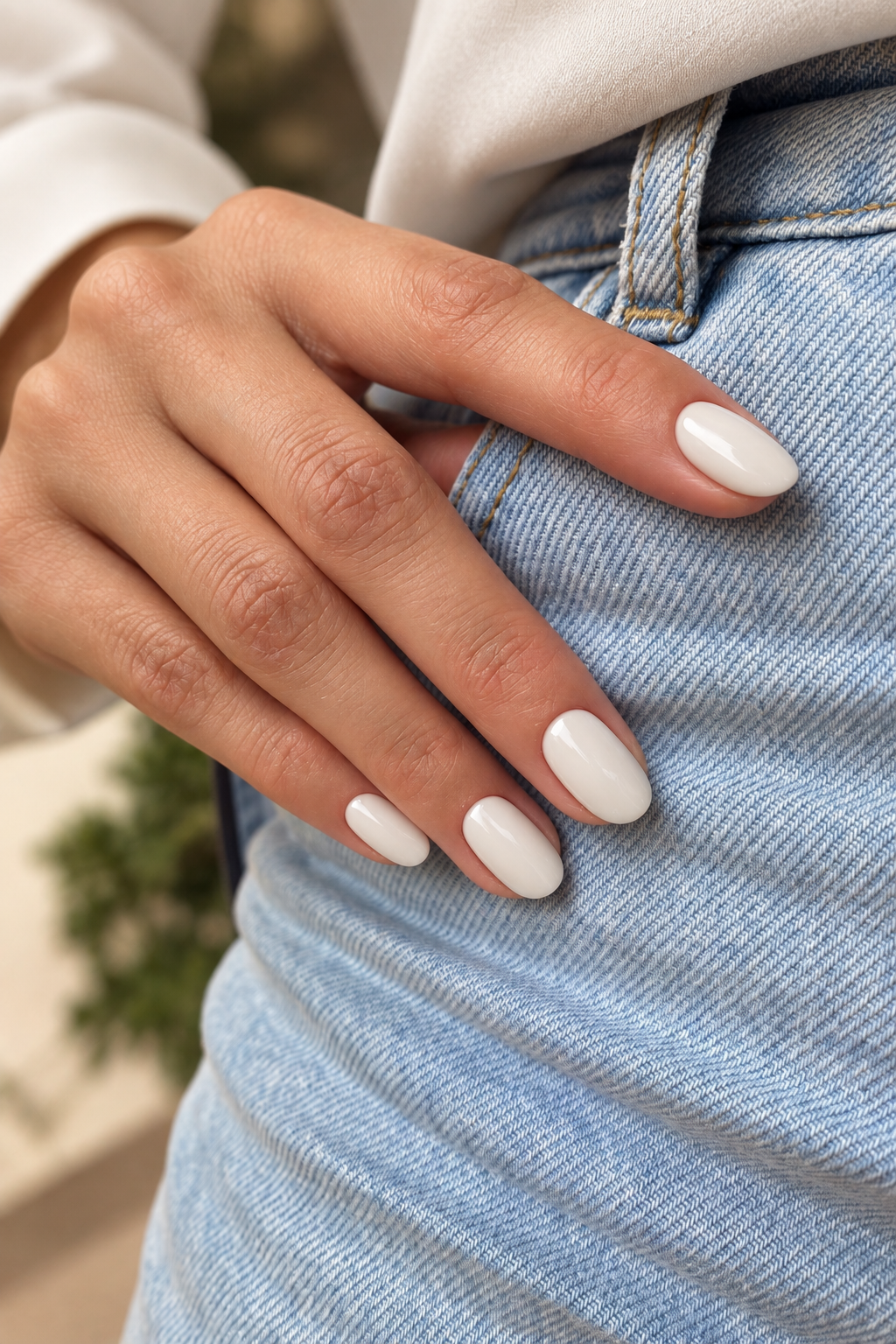 classic manicures over 40: creamy white
