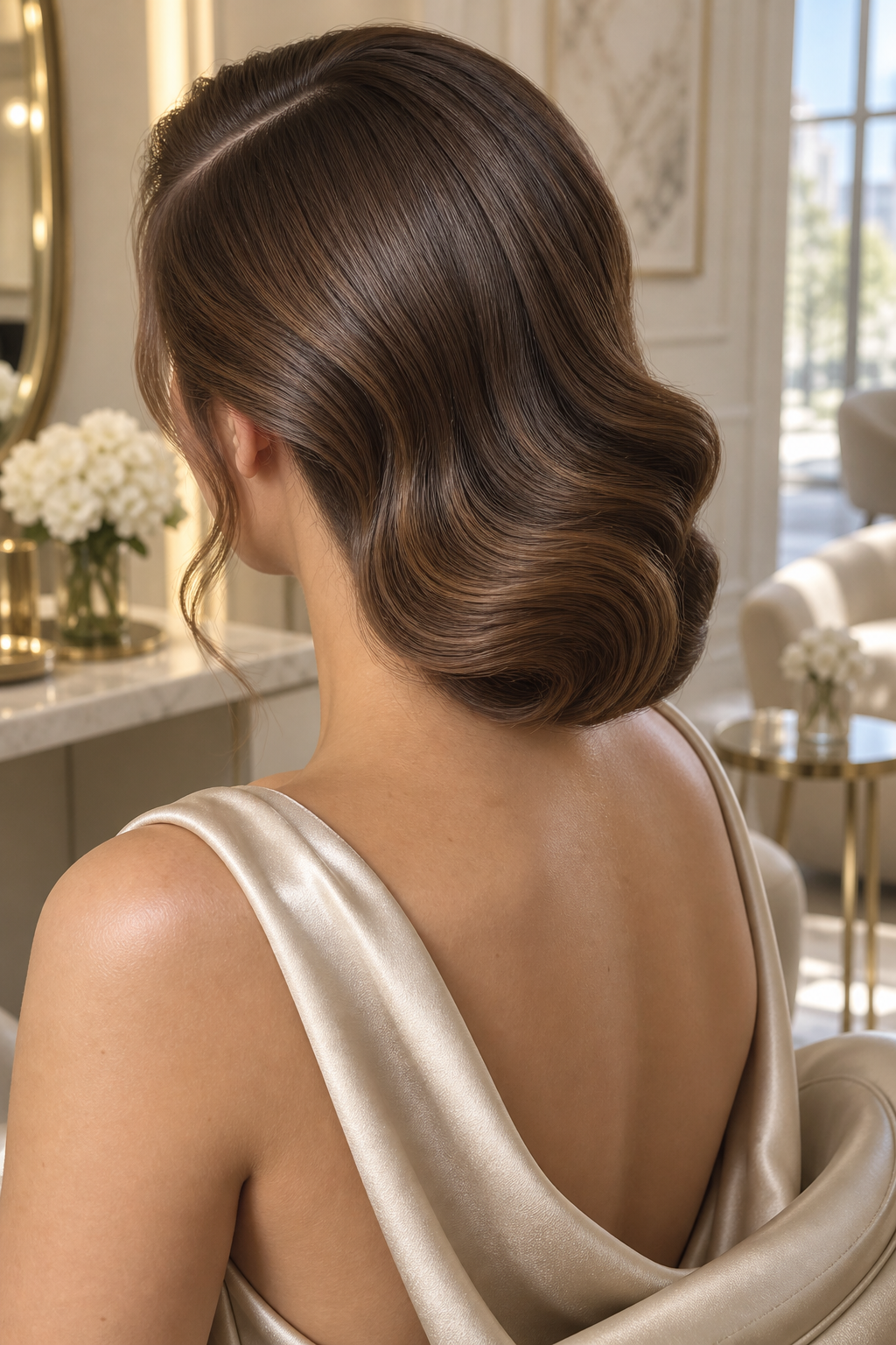 side part hairstyles: sleek tucked waves