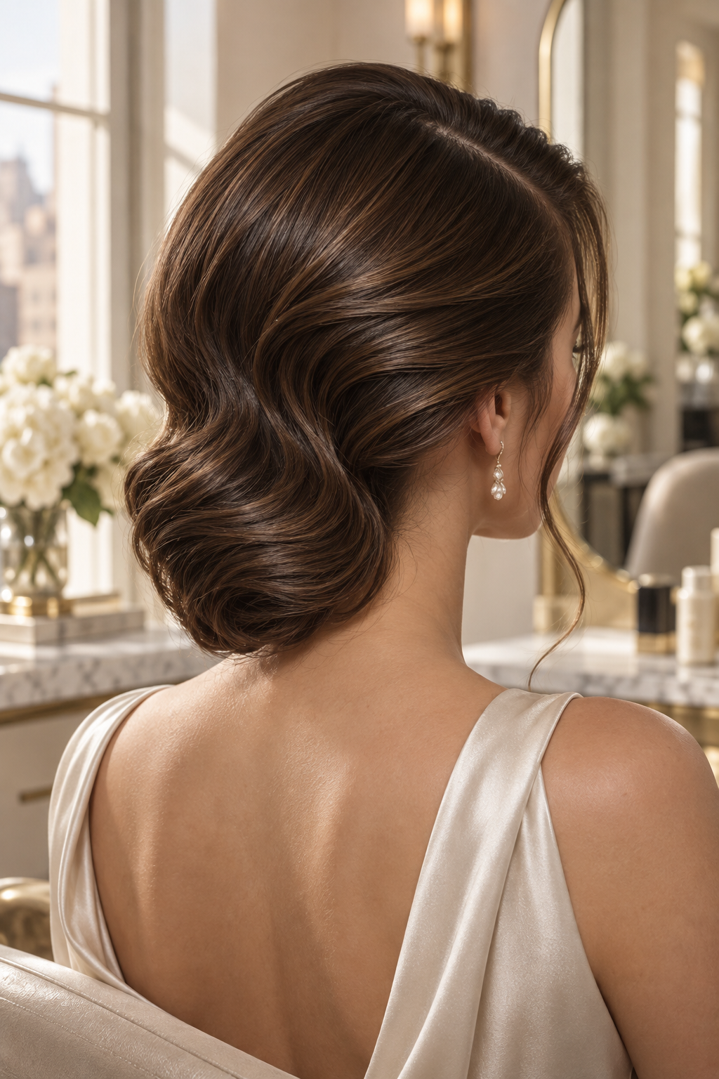 side part hairstyles: elegant tucked-under ends
