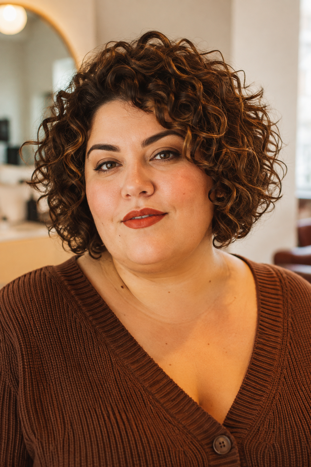 Voluminous curly bob shaped for natural texture