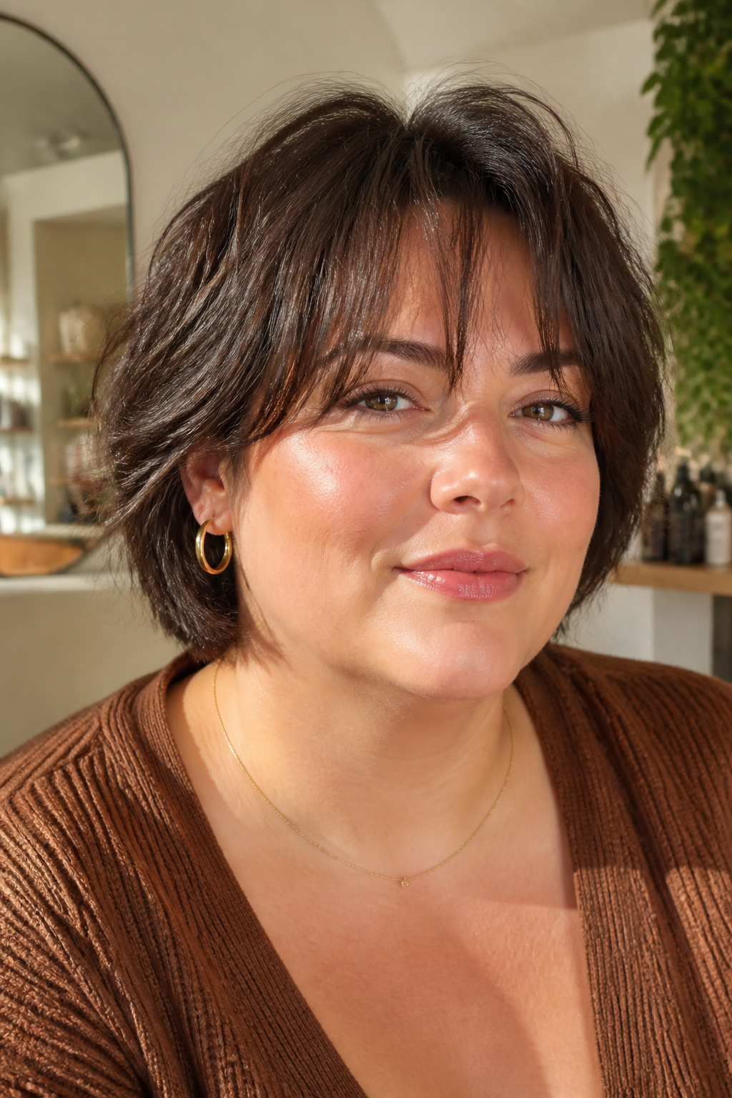 Tousled bob with separated wispy bangs