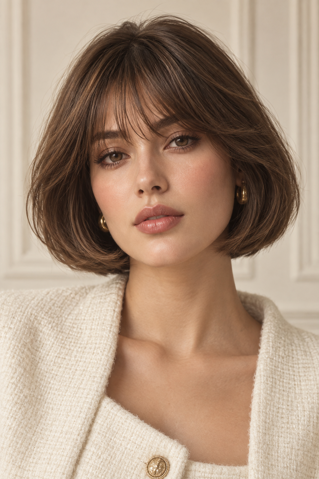 fall mother of the bride hairstyles: sleek tucked bob