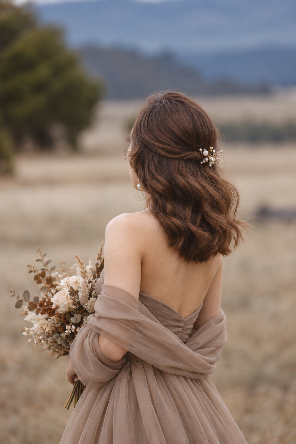 fall mother of the bride hairstyles with brushed-out waves