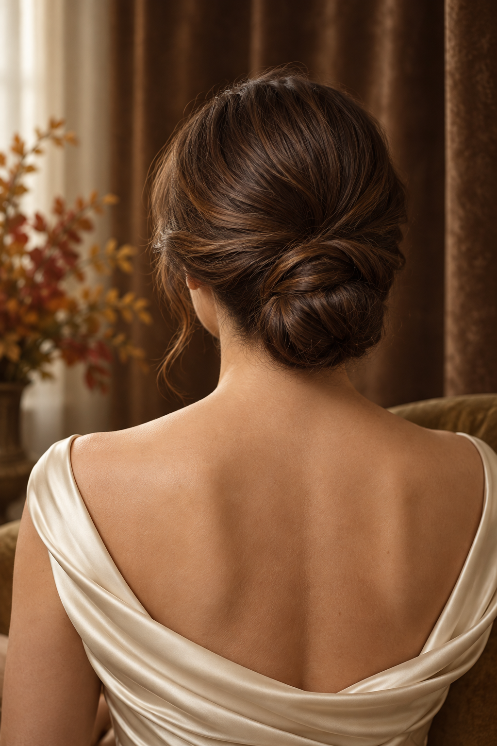 fall mother of the bride hairstyles in a soft low chignon