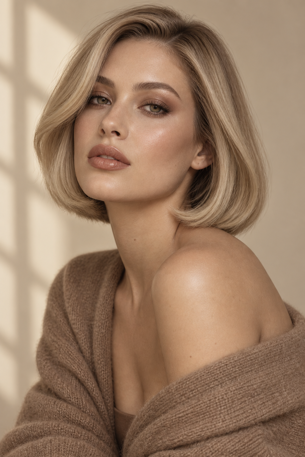 fall old money bob hairstyles: creamy beige bob