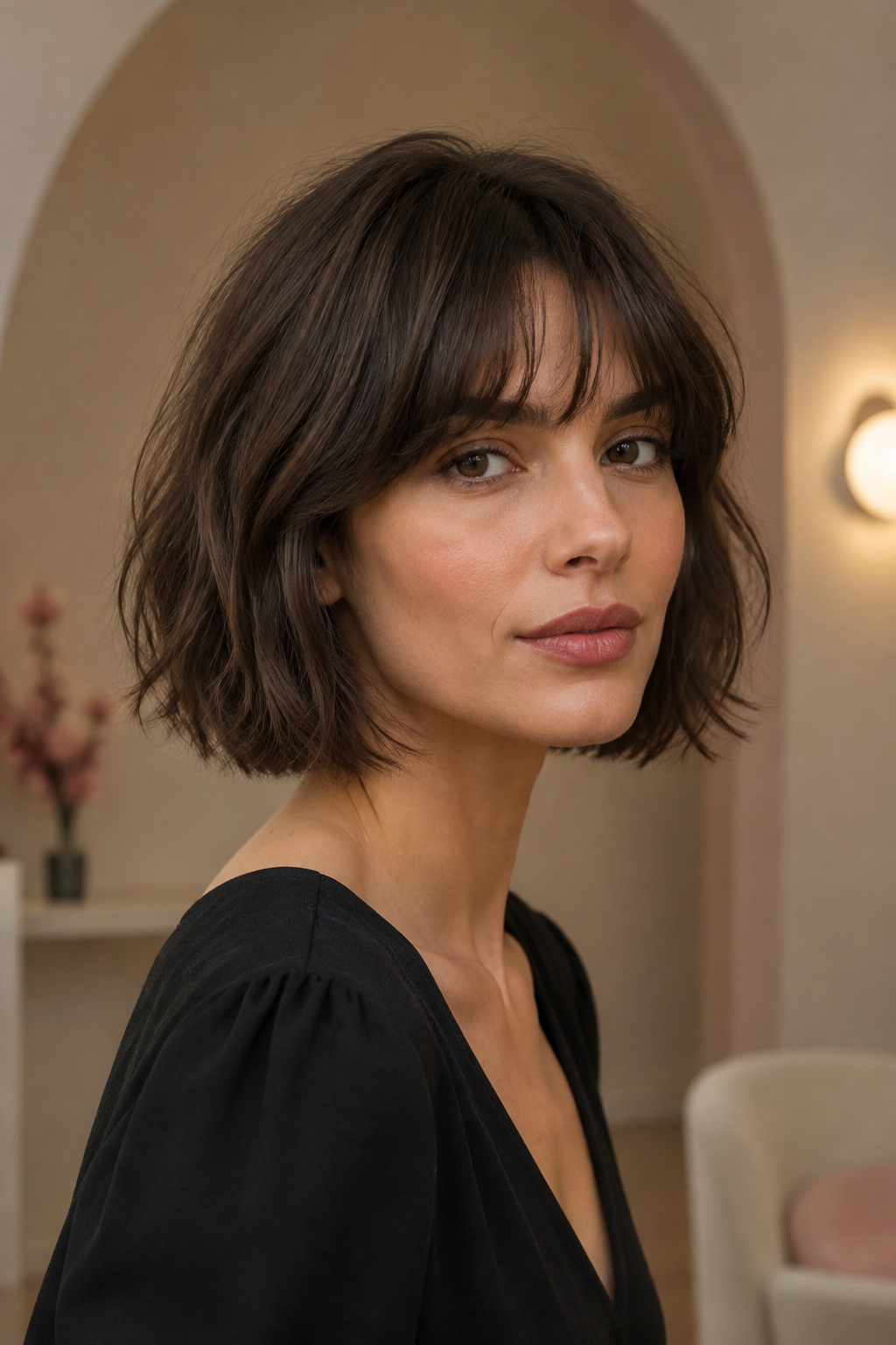 French bob with bangs ideas featuring a split micro-curtain fringe