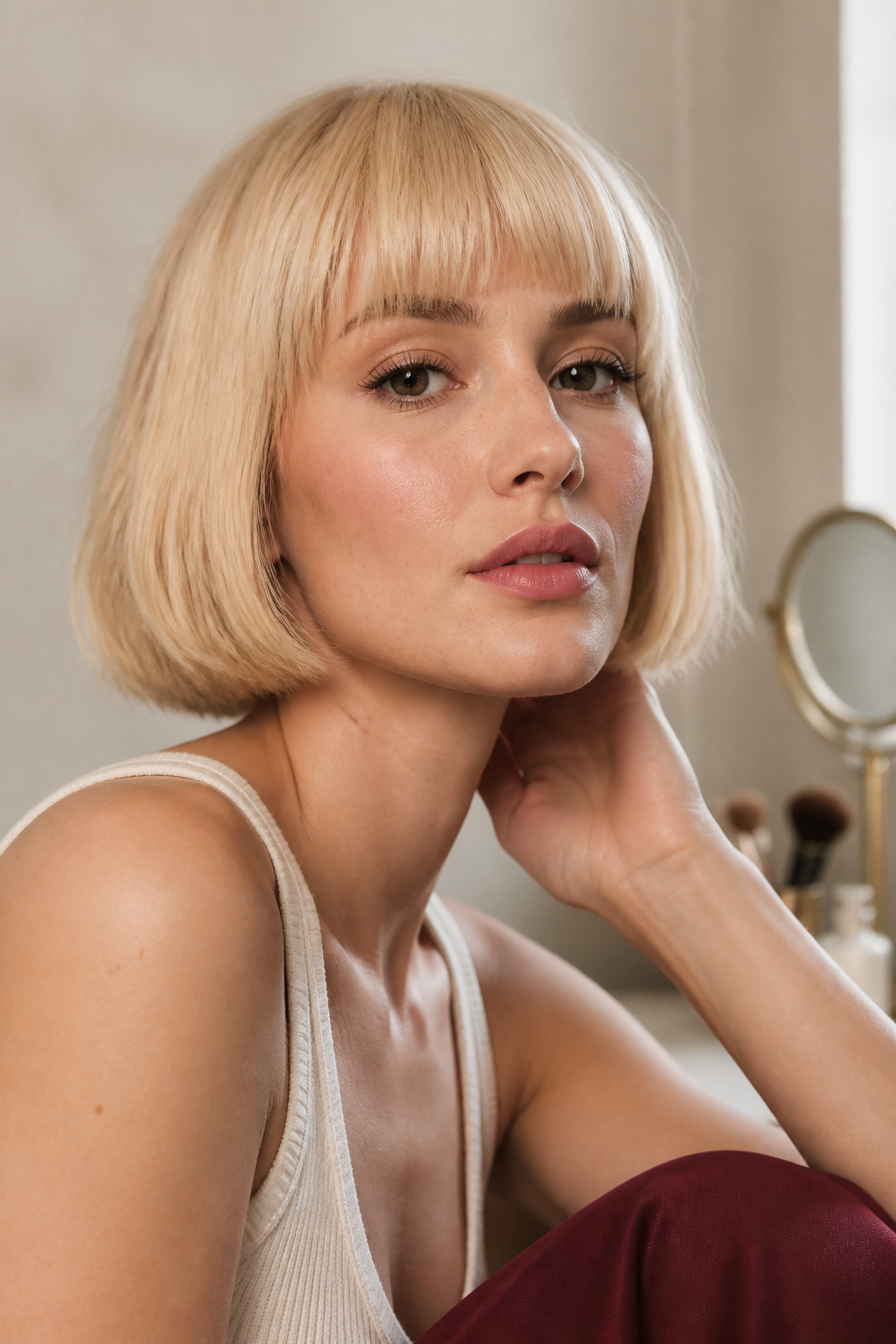 French bob with bangs ideas — blunt fringe and chin-length bob