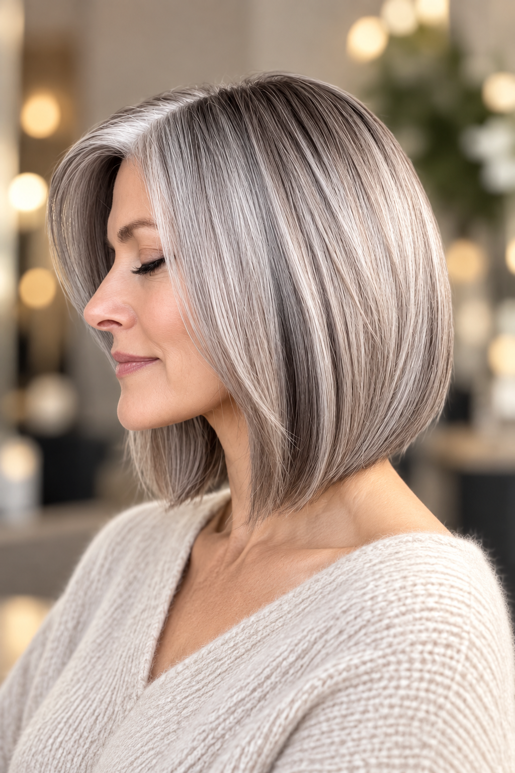 gray bob hairstyles: soft silver bob
