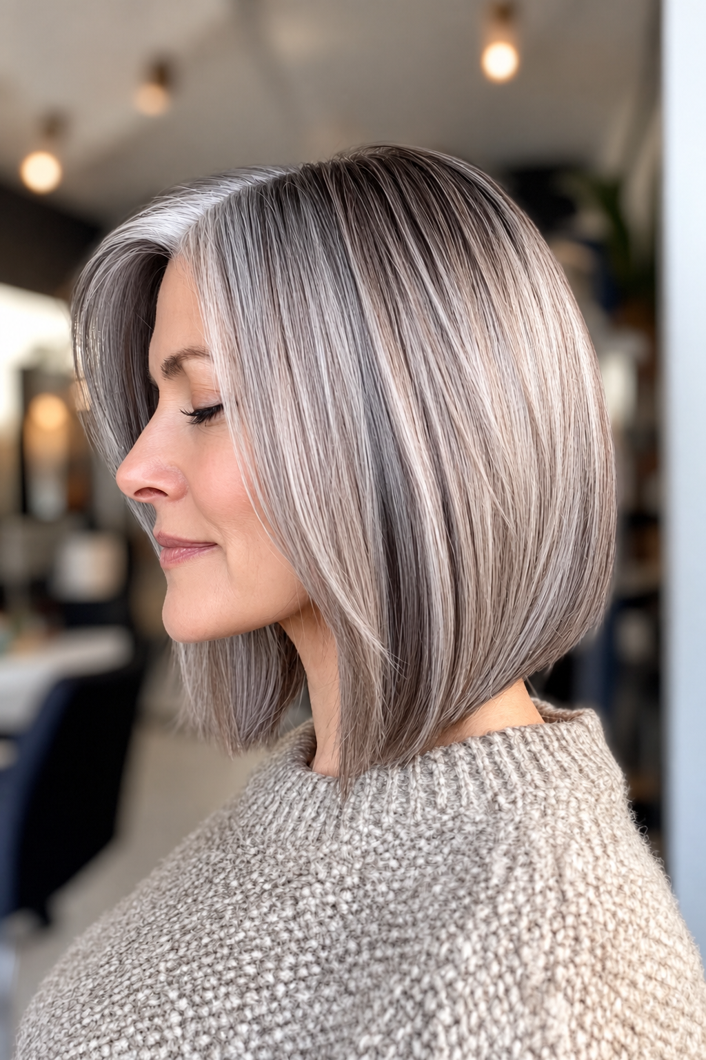 gray bob hairstyles: layered gray bob