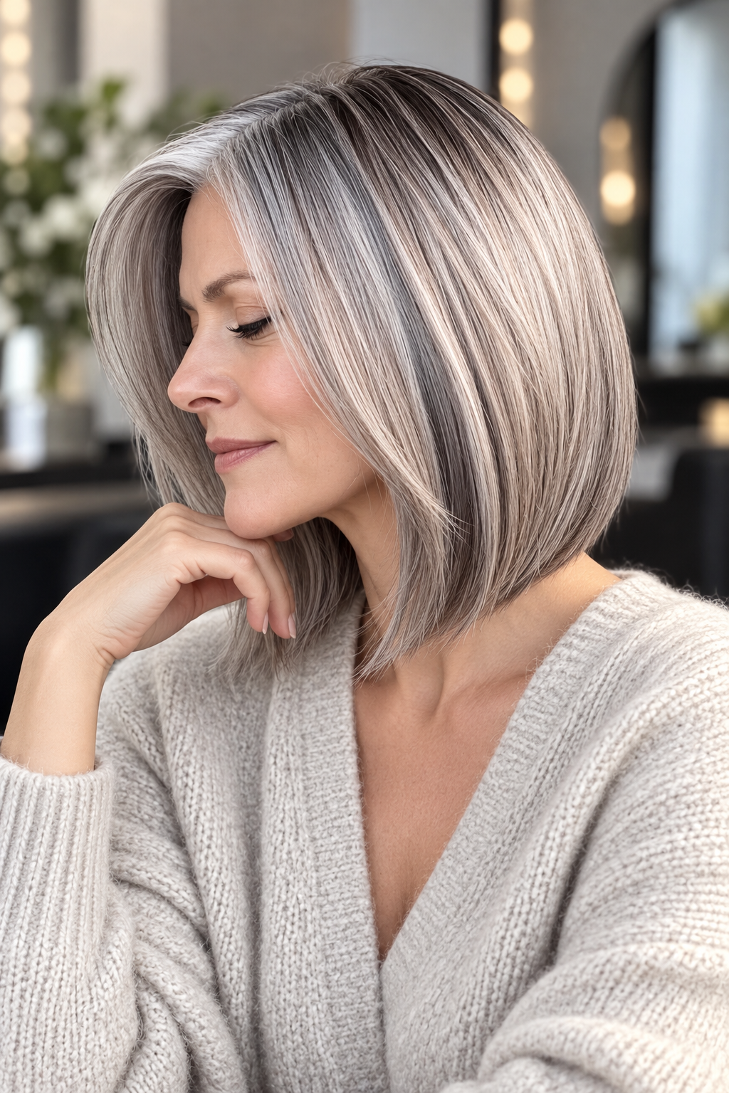 gray bob hairstyles: long gray bob