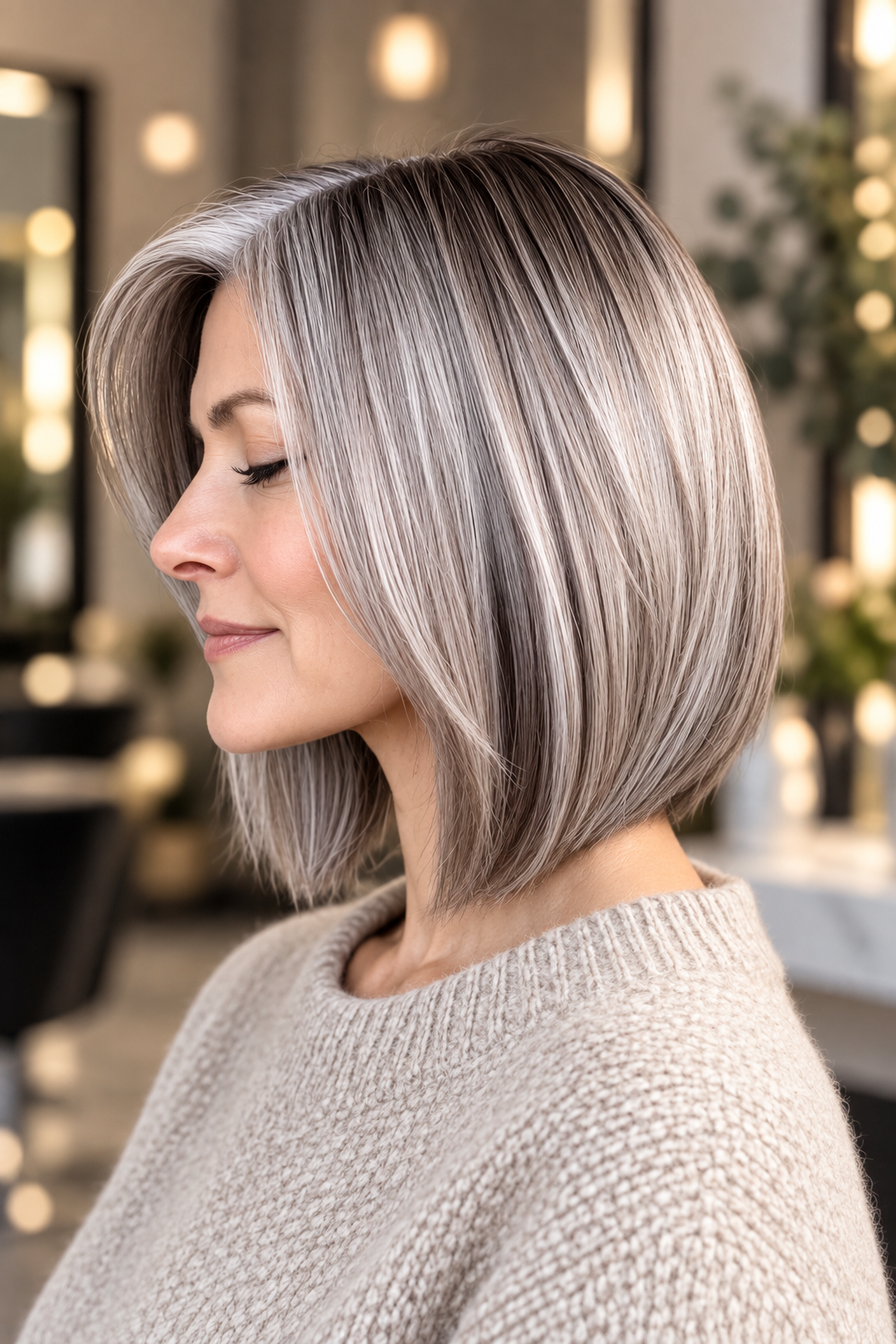 gray bob hairstyles: classic rounded bob