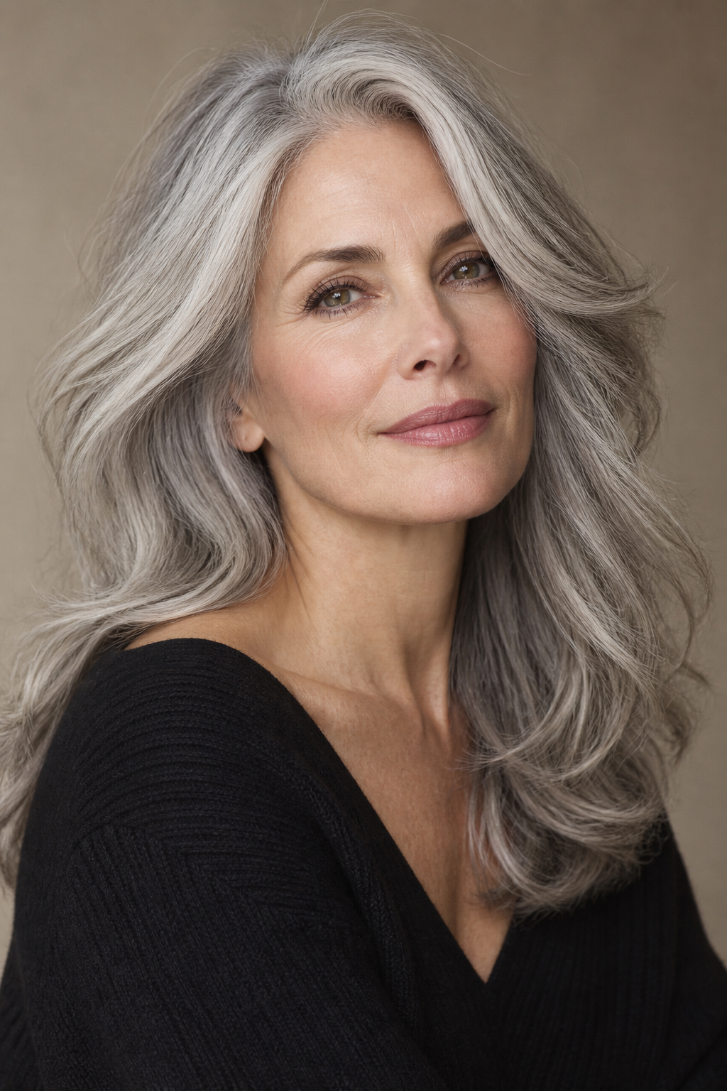 Gray hair long layers look 4
