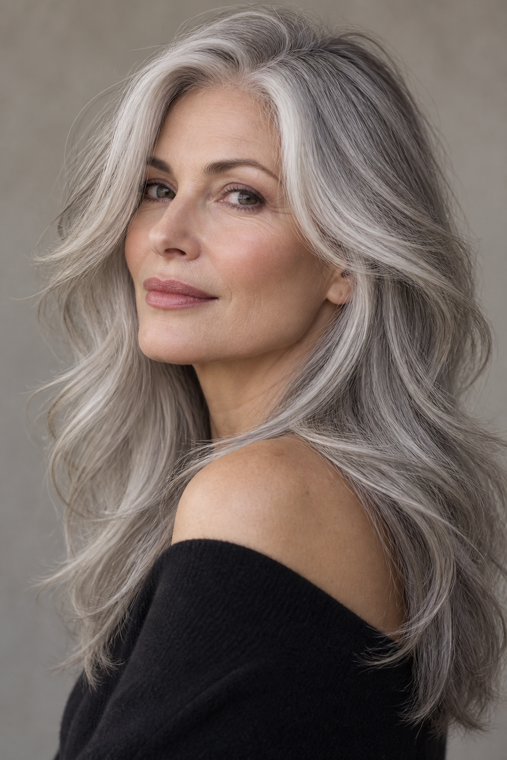 Gray hair long layers look 5
