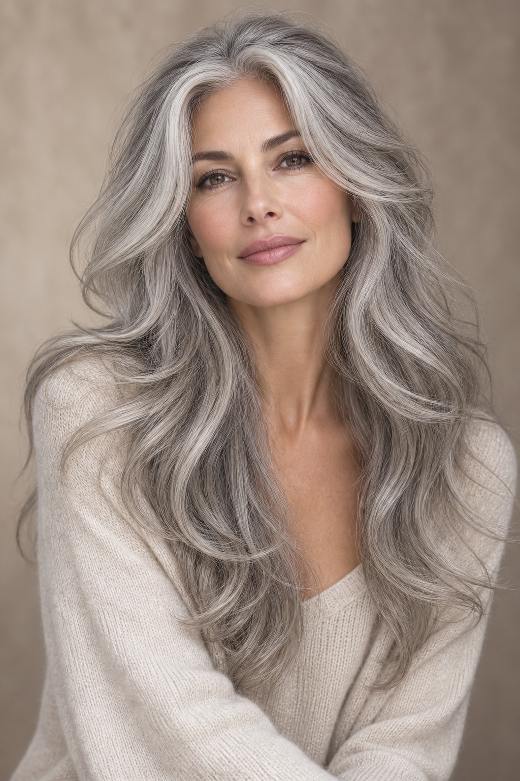Gray hair long layers look 8