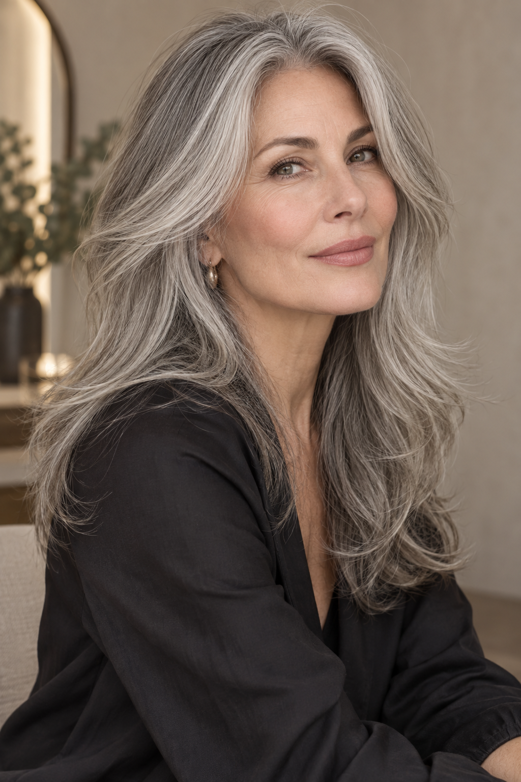 Gray hair long layers look 10