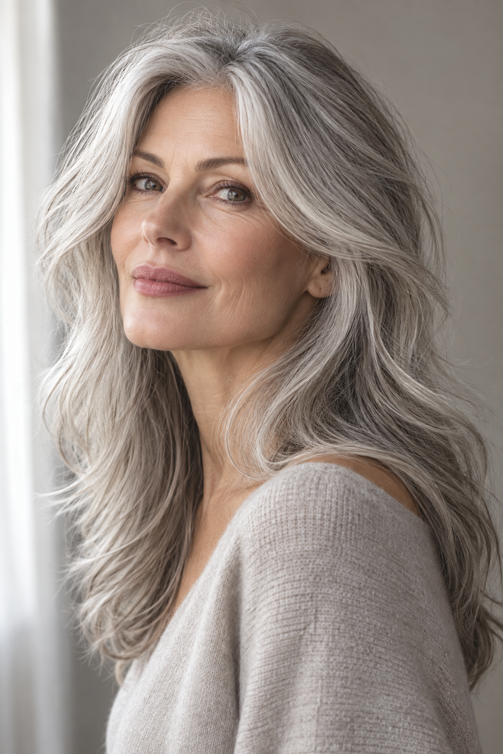 Gray hair long layers look 12