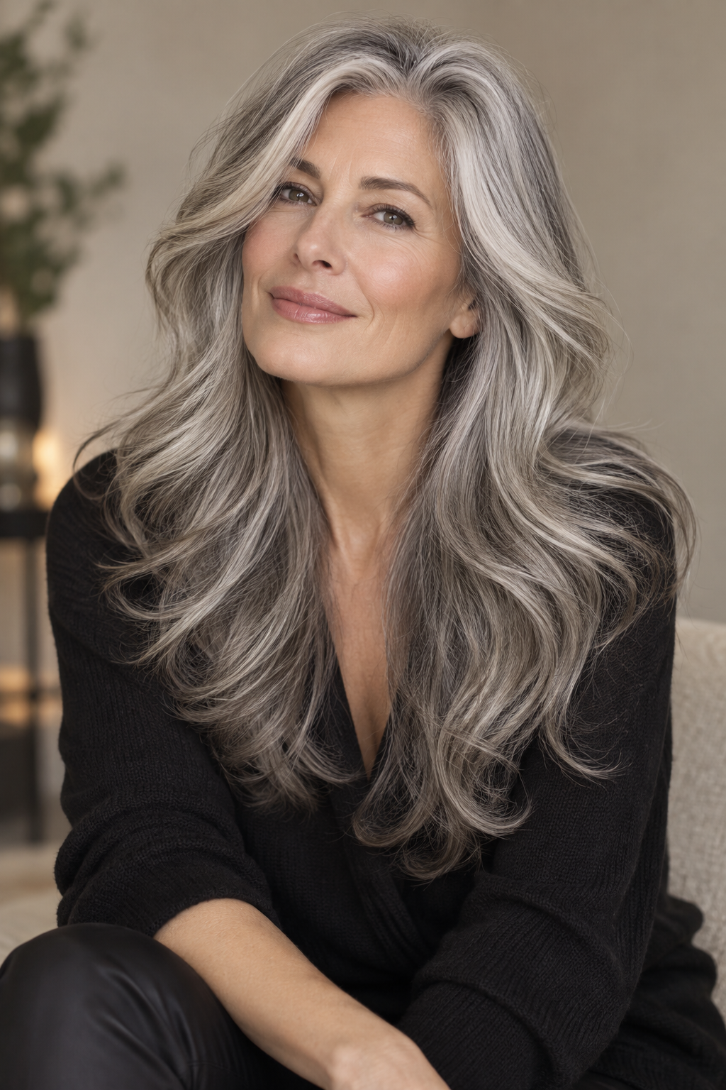 Gray hair long layers look 15