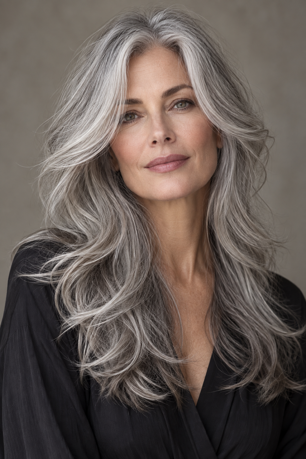 Gray hair long layers look 16