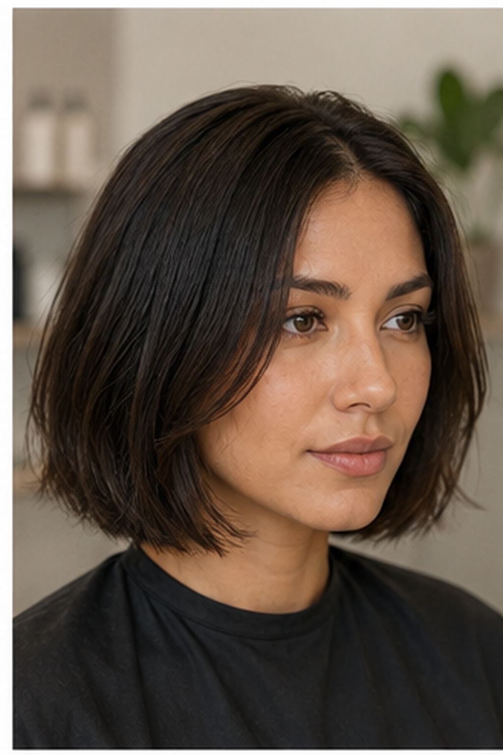 how to blow dry a bob: partially air-dried bob ready for brush work