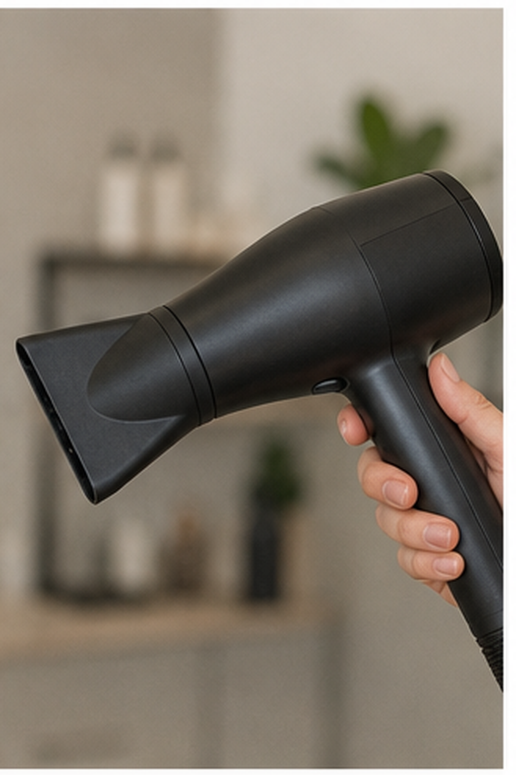 how to blow dry a bob: dryer fitted with a concentrator nozzle