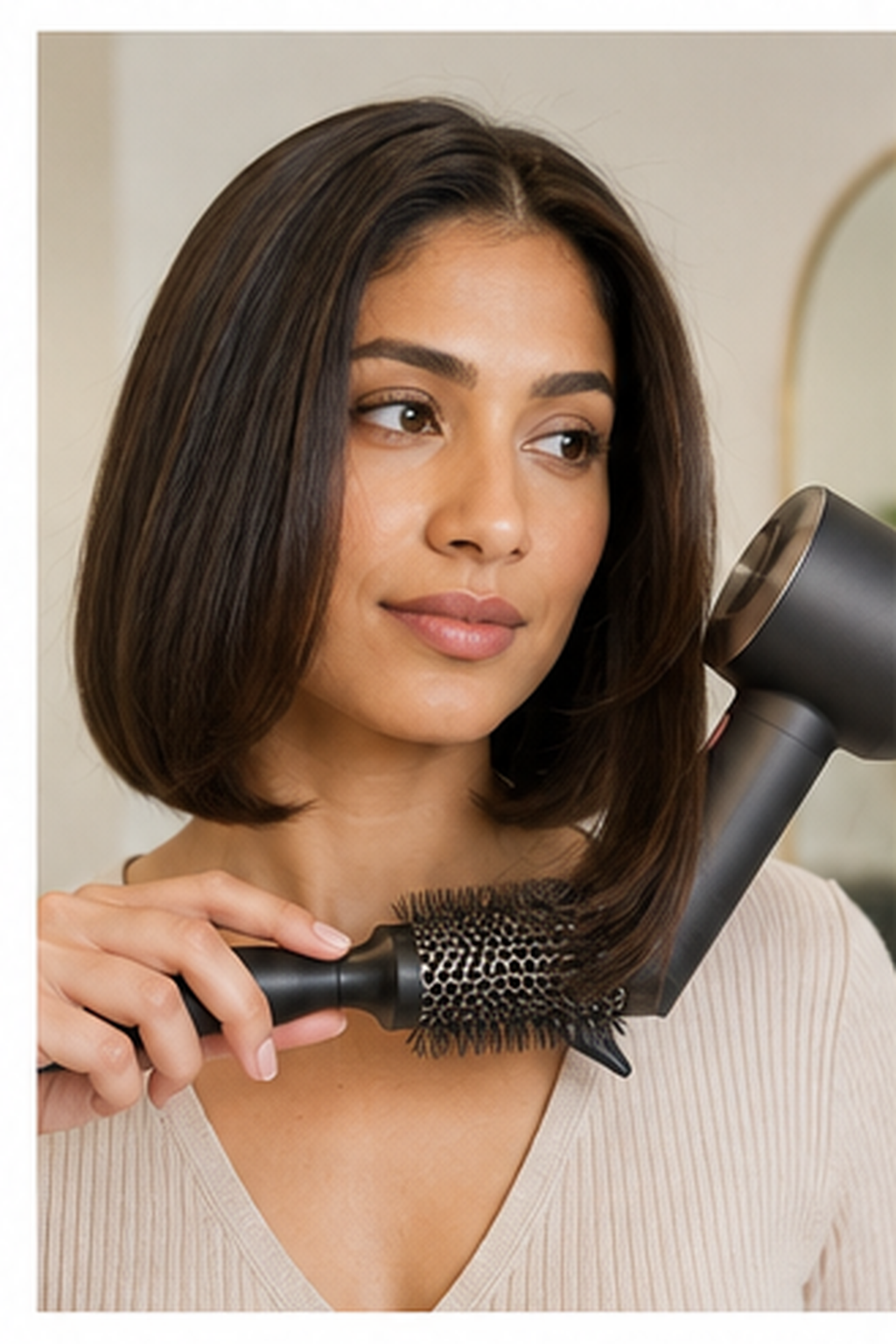 how to blow dry a bob: bob ends curved gently under with the brush