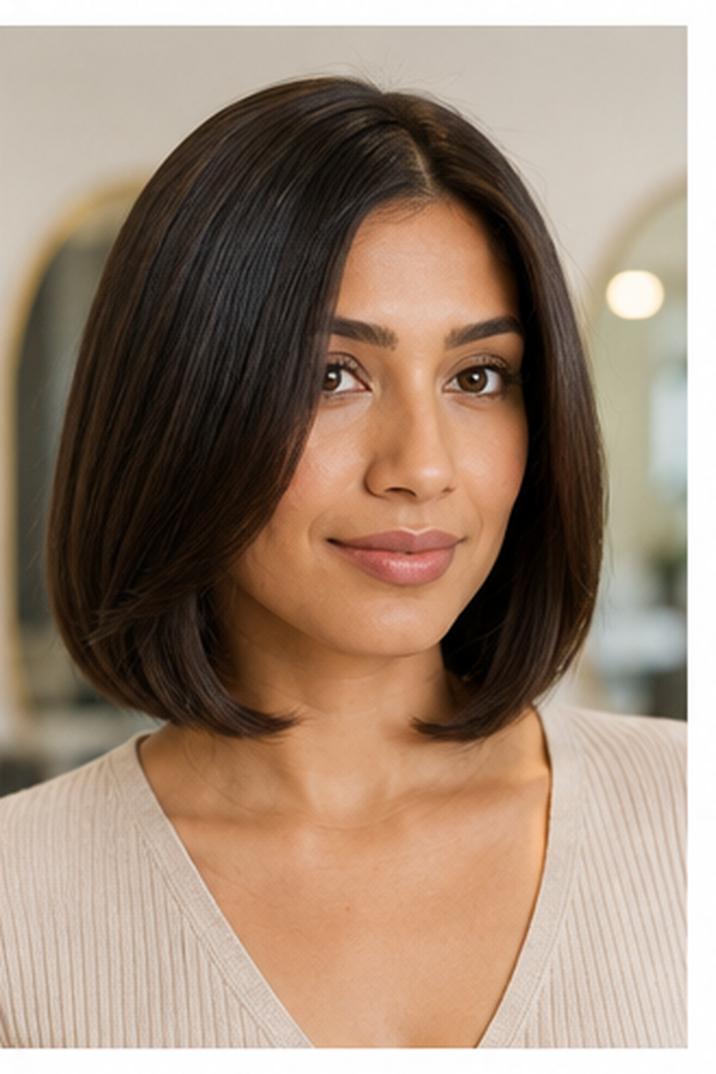 how to blow dry a bob: finished bob cooled into a polished shape