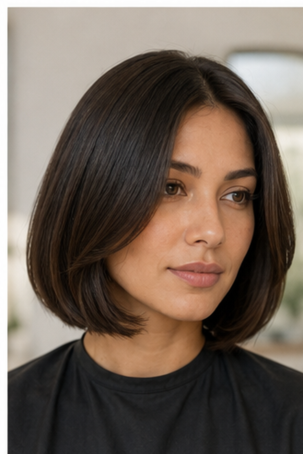how to blow dry a bob: smooth glossy bob with softly curved ends