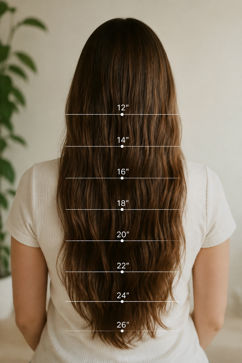 how to measure hair length: hair length tracked against a simple shoulder and back reference