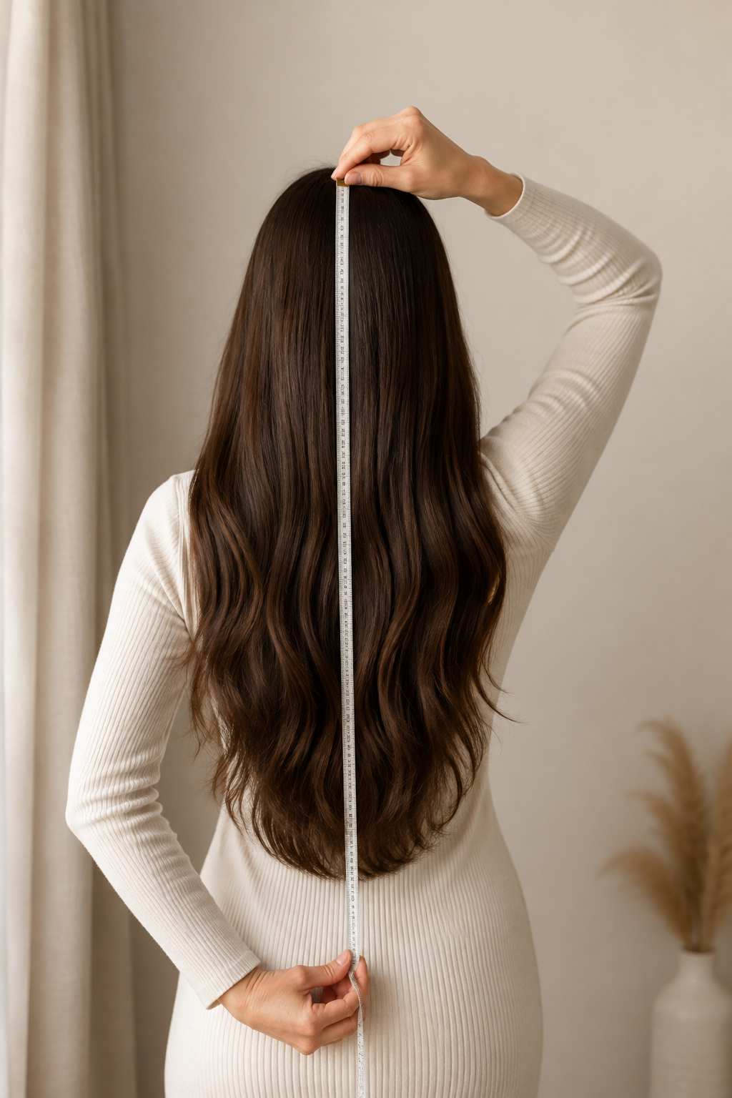 how to measure hair length: longest back layer separated for a repeatable hair measurement