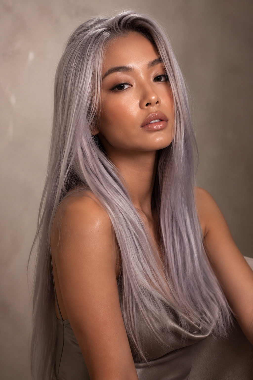 long silver straight hair looks — ash silver with a blunt cut