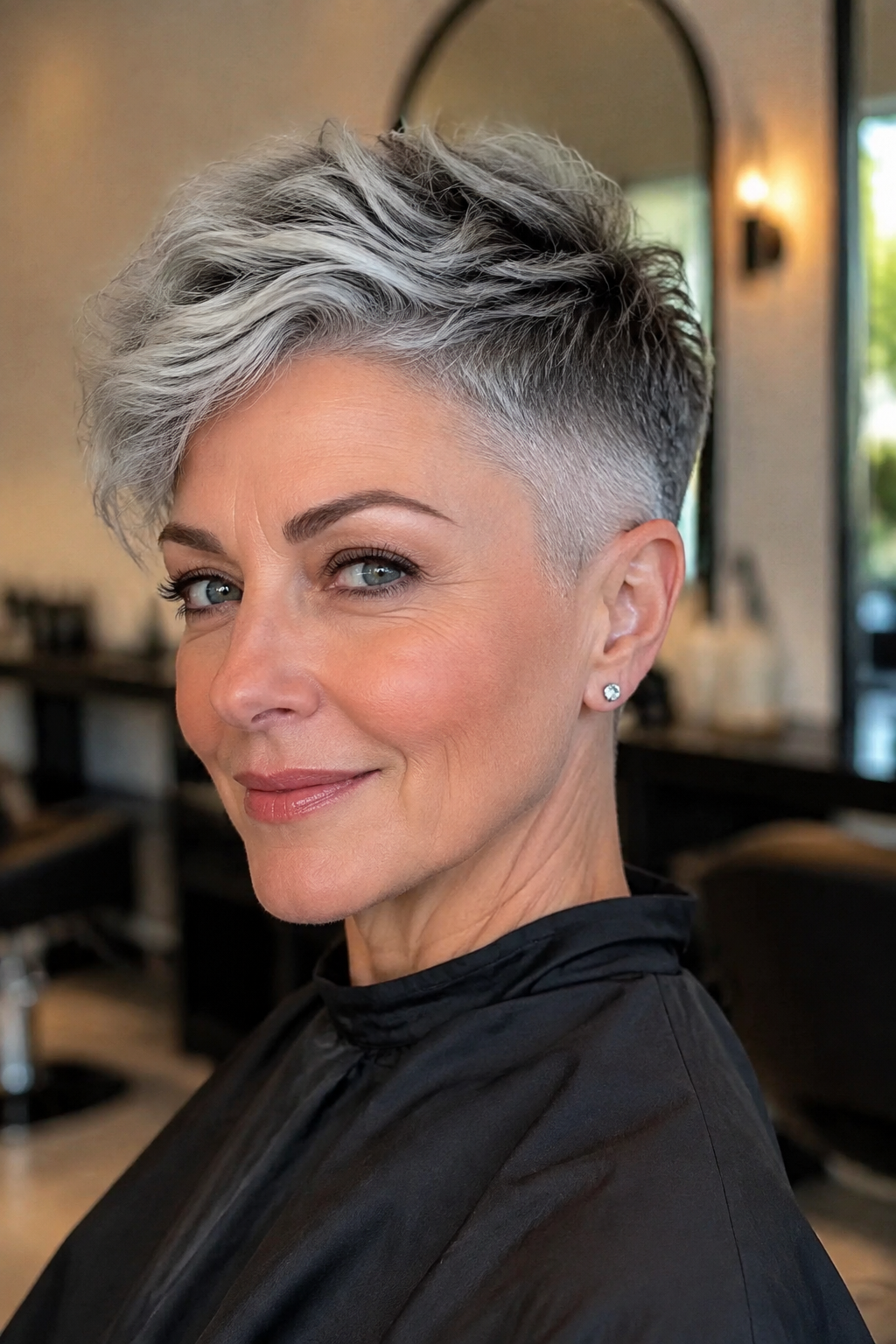 long silver straight hair looks — silver ombré modern fade