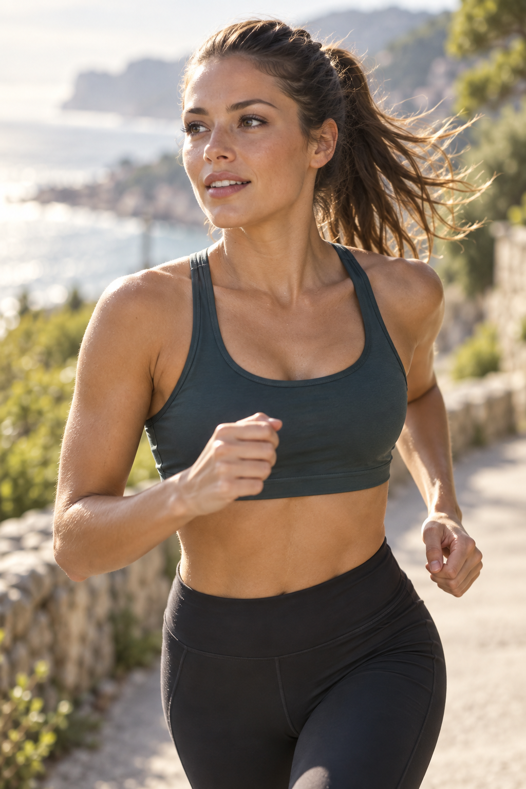 running hairstyles: slicked-back ponytail