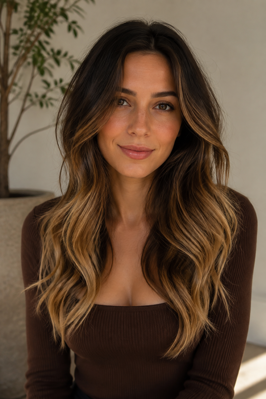 sombre hair vs ombre hair: honey caramel sombre with subtle face-framing brightness