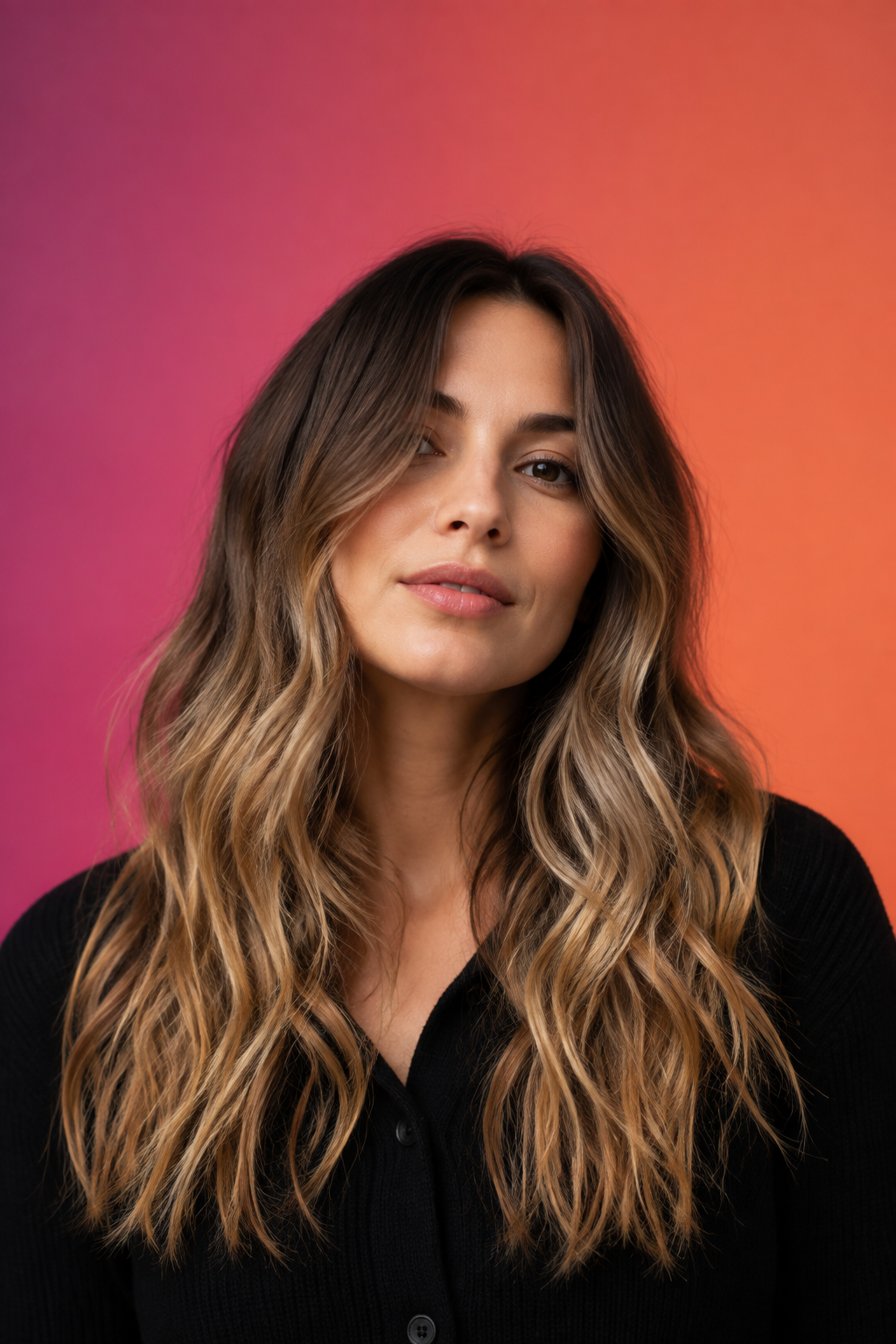 sombre hair vs ombre hair: creative magenta-to-orange ombre gradient